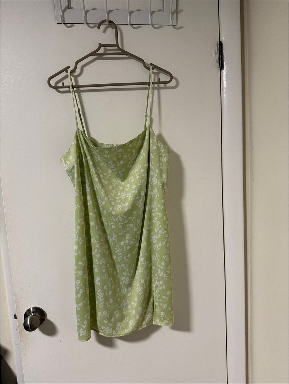Garage Light Green Floral Mini Slip Dress